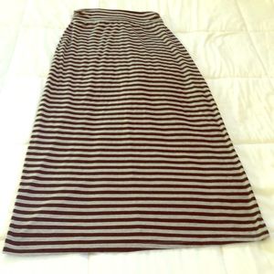Black and Gray Jersey Striped Maxii Skirt